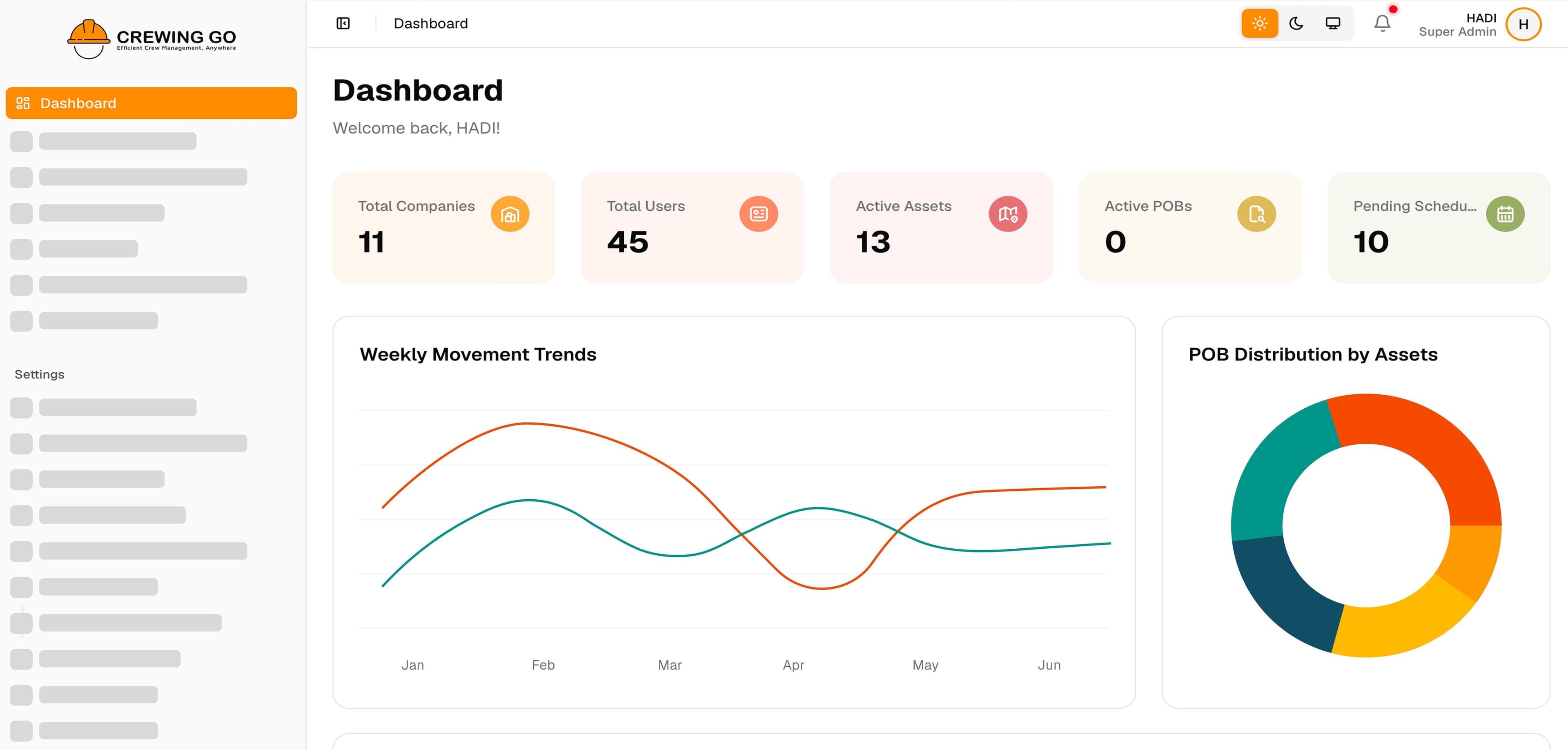 CrewingGo platform dashboard